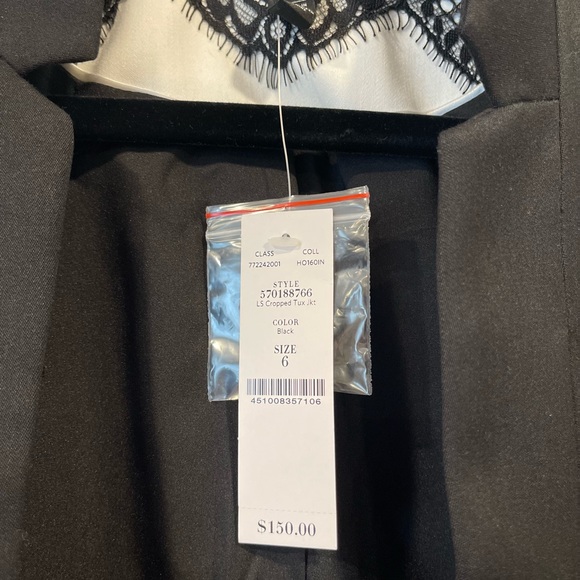 White House Black Market Black Cropped Tuxedo Jacket - Picture 2 of 2